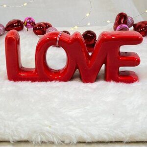Valentine's Day Ceramic Red Glossy Love Decor Desk Tabletop Sign Decor New